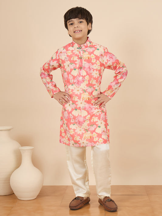 Boys Full Length All over Print Kurta Set - Multi