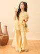 Girls Hip Length Embroidery Kurti Set - Yellow