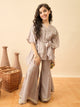 Girls Hip Length Embroidery Kurti Set - Grey
