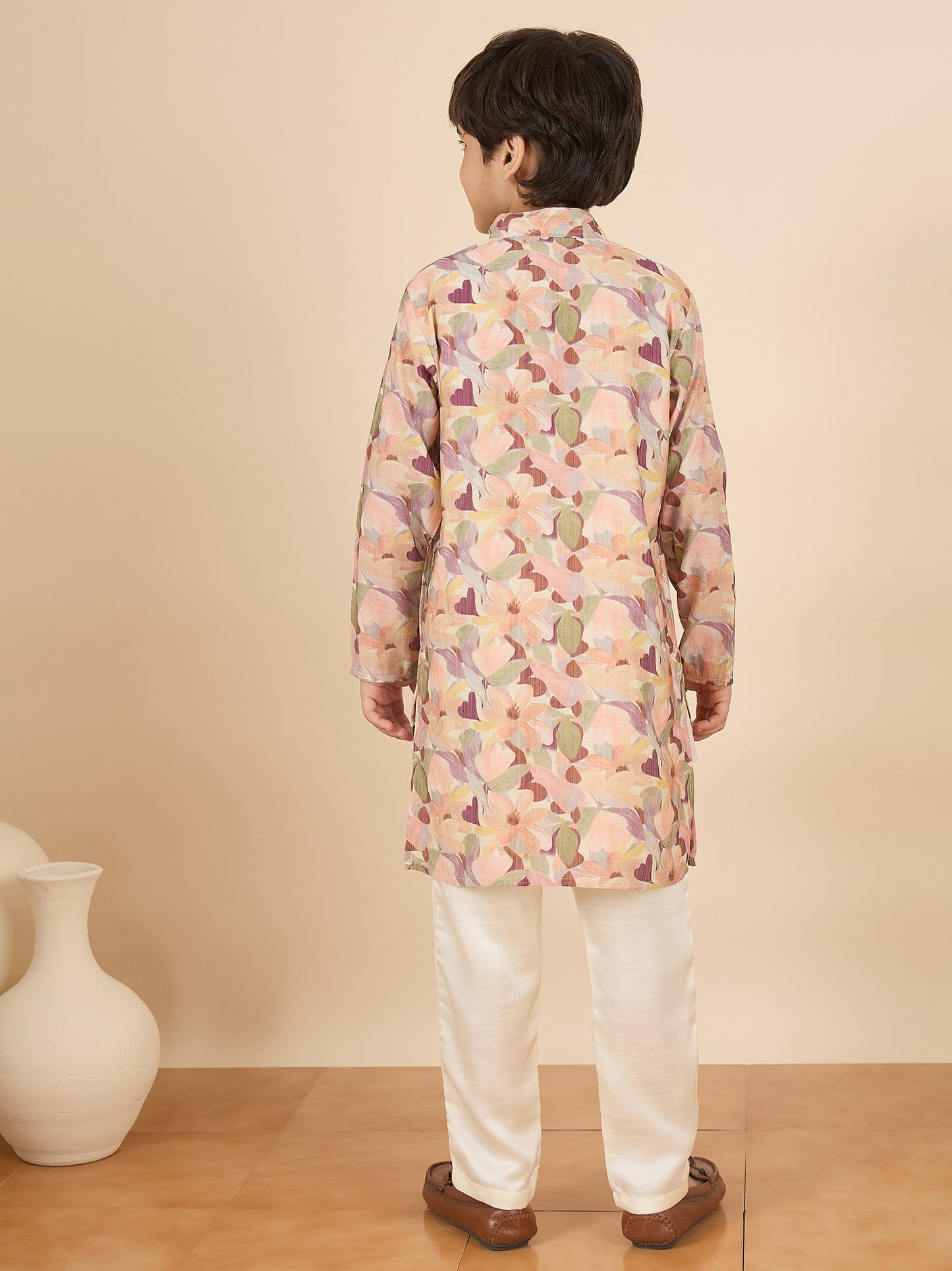 Boys Full Length All over Print Kurta Set - Multi