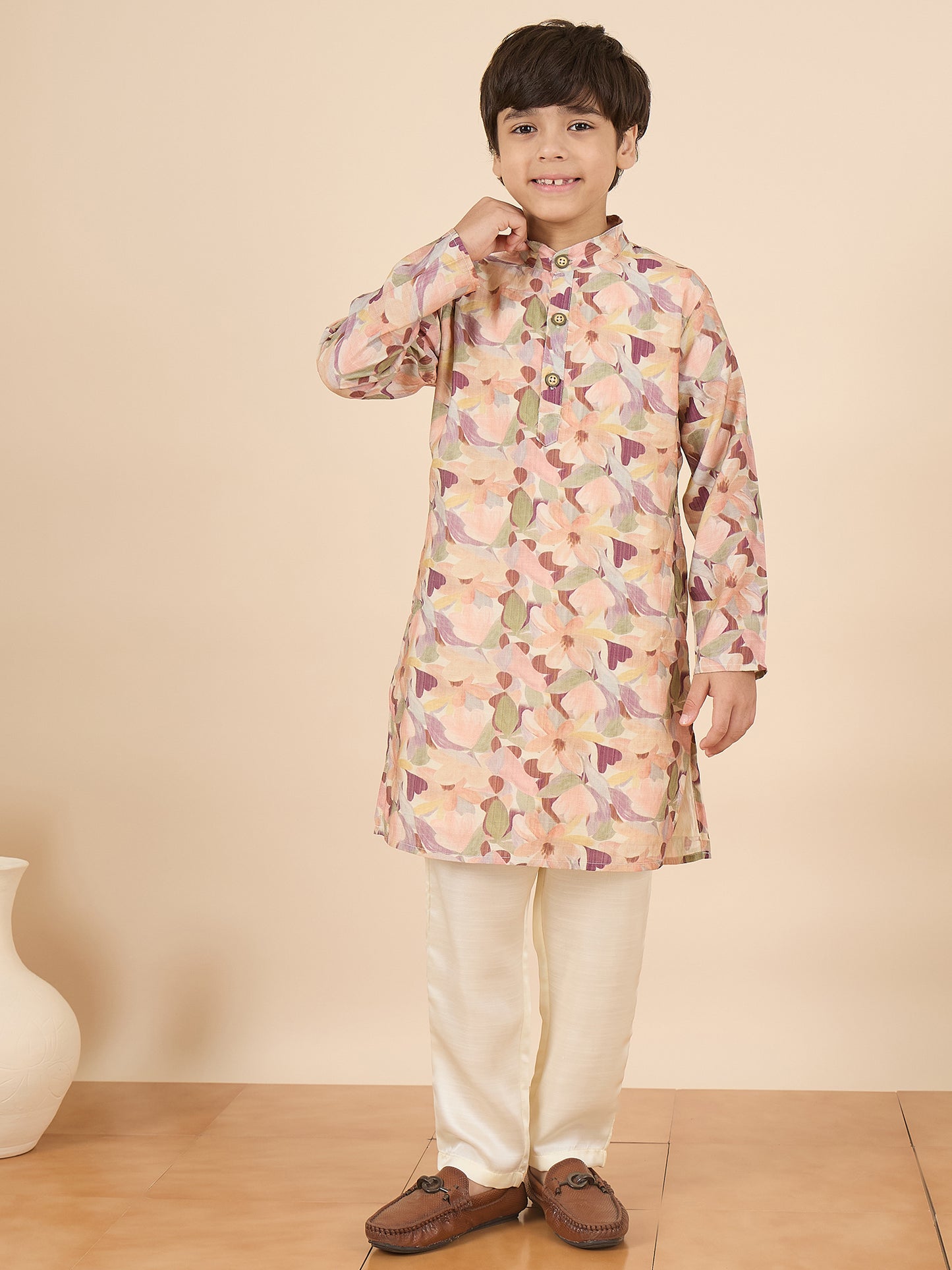 Boys Full Length All over Print Kurta Set - Multi