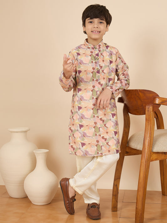 Boys Full Length All over Print Kurta Set - Multi