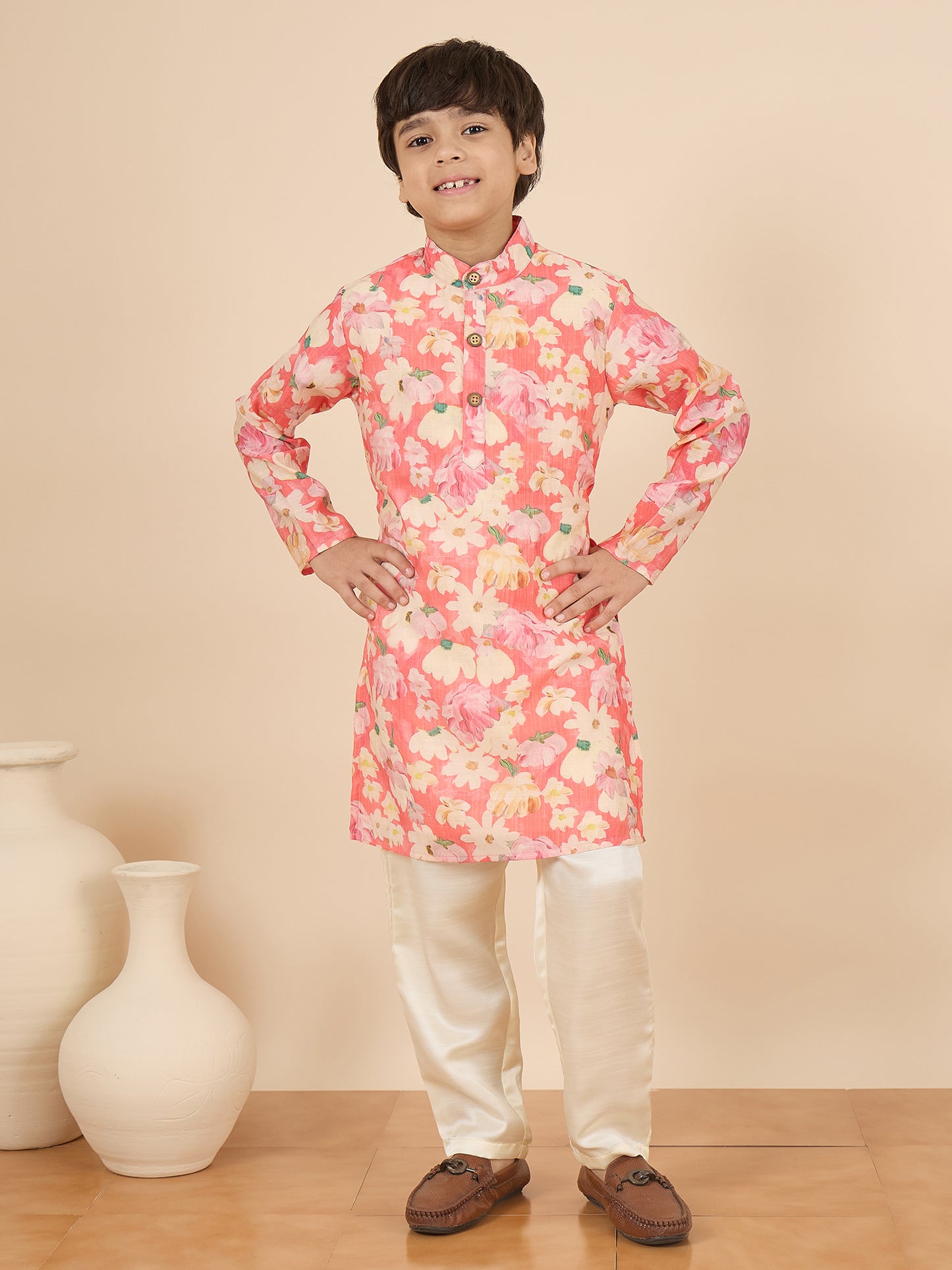 Boys Full Length All over Print Kurta Set - Multi