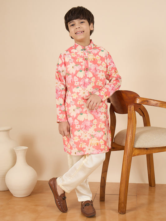 Boys Full Length All over Print Kurta Set - Multi