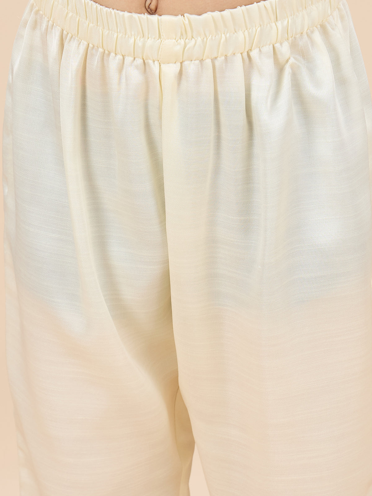Boys Full Length Solid Kurta Set - Off-White