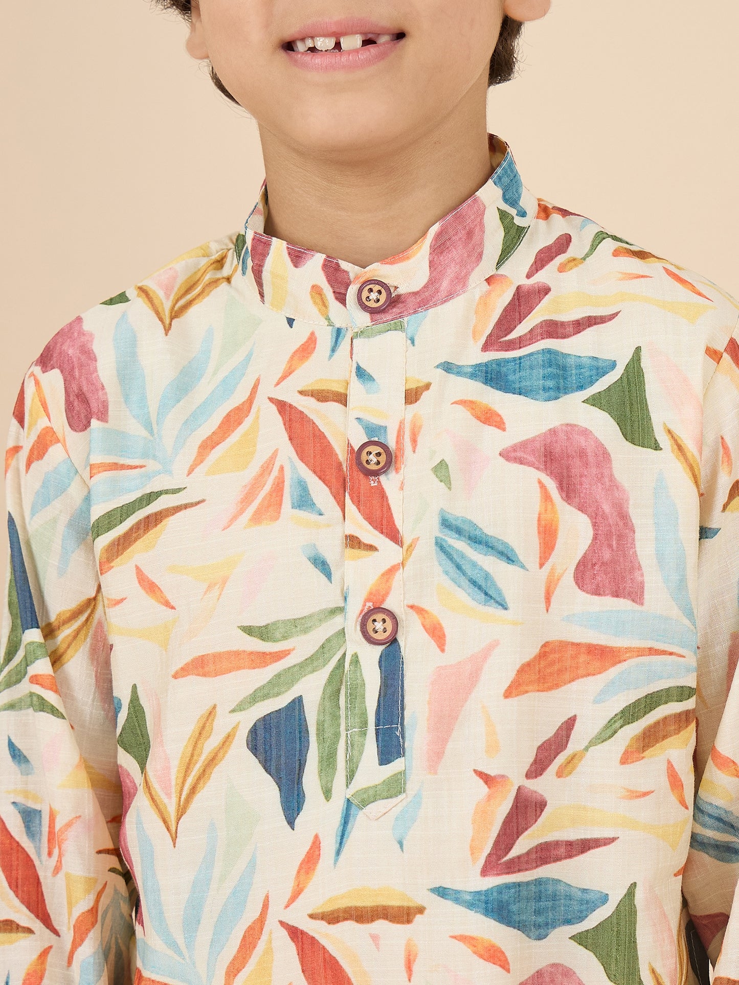 Boys Full Length All over Print Kurta Set - Multi
