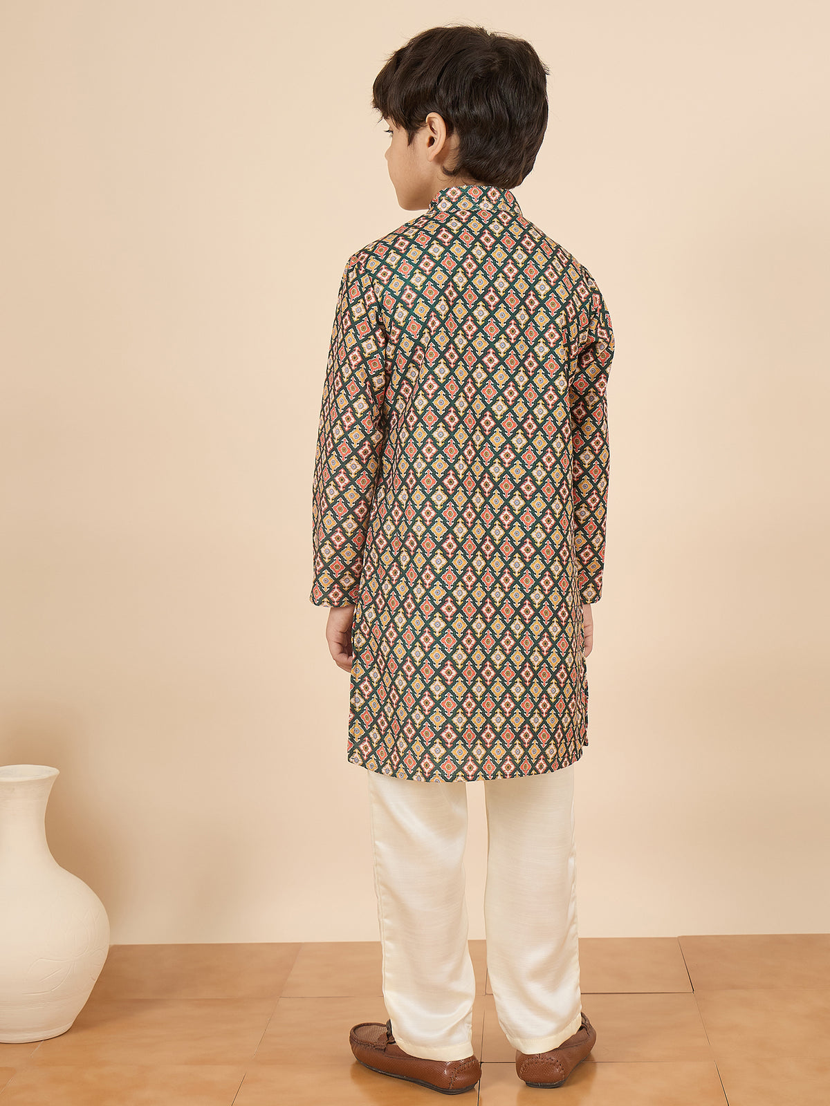 Boys Full Length Embroidery Kurta Set - Multi
