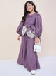 Girls Hip Length Embroidery Top With Pants - Purple