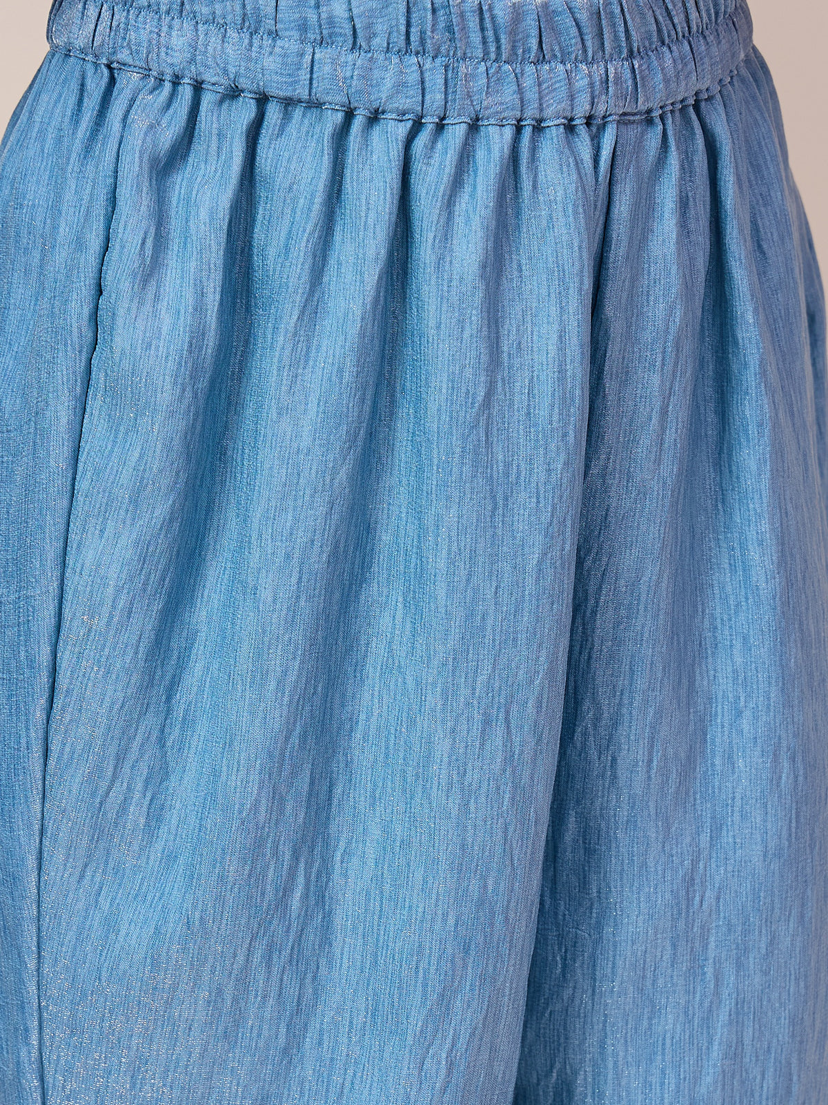 Girls Hip Length Embroidery Top With Pants - Blue