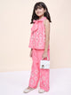 Girls Hip Length Embroidery Top With Pants - Pink