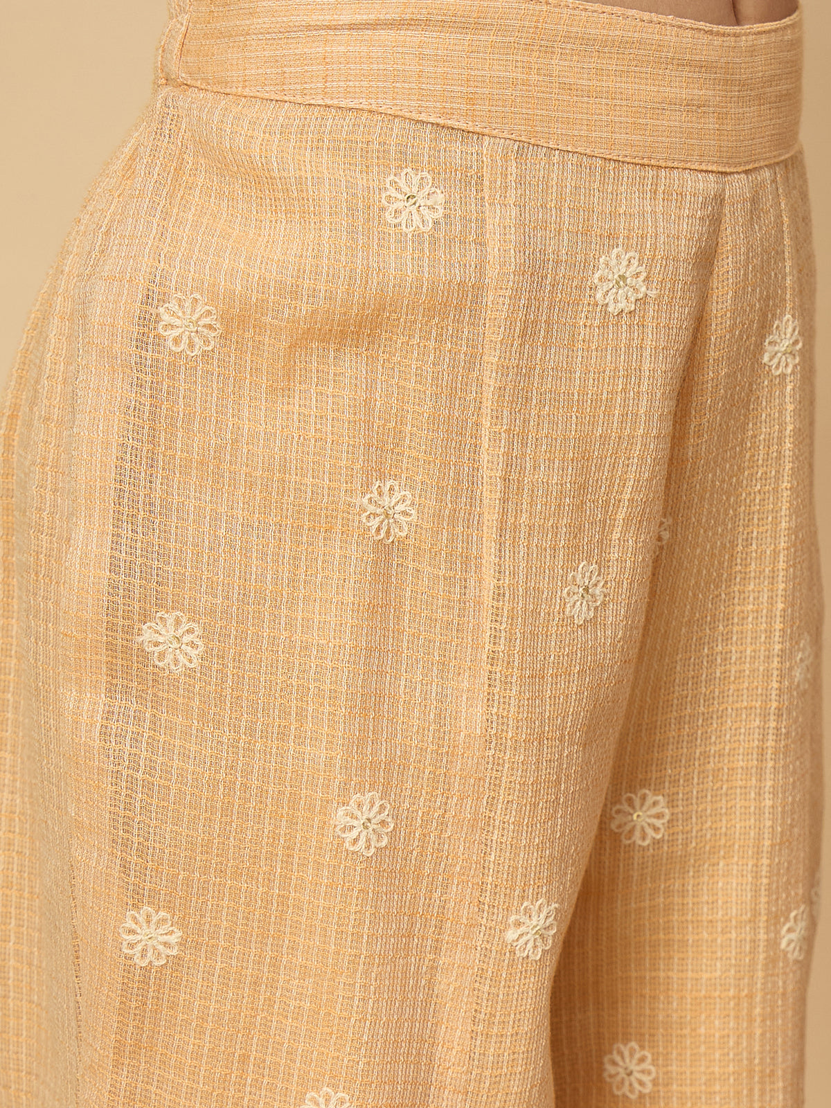 Girls Embroidery Top With Pants - Peach