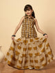 Girls Hip Length All over Print Lehenga Choli - Yellow