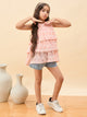 Girls Waist Length Embroidery Top - Peach