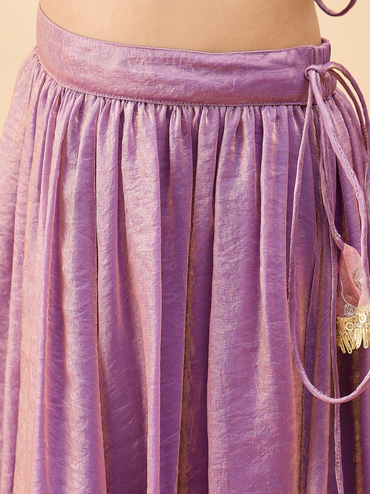 Girls Waist Length Embroidery Lehenga Choli - Purple