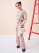 Girls Ankle Length Solid Top With Pants - Pink