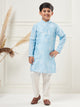 Boys Blue Printed Polyester Kurta Set